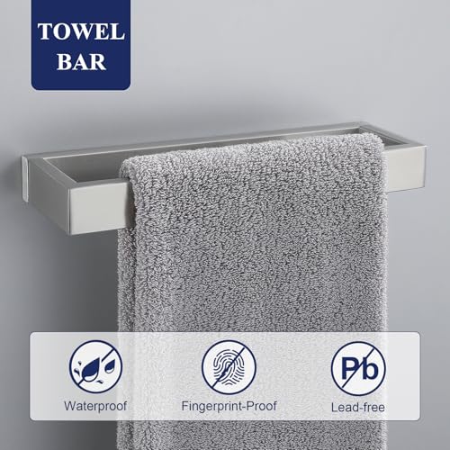 3 Pieces Brushed Nickel Bathroom Hardware Accessories Set,SUS304 Stainless Steel Towel Holder Set Towel Holder Robe Hook Toilet Paper Holder Wall Mounted - color: Brushed Nickel