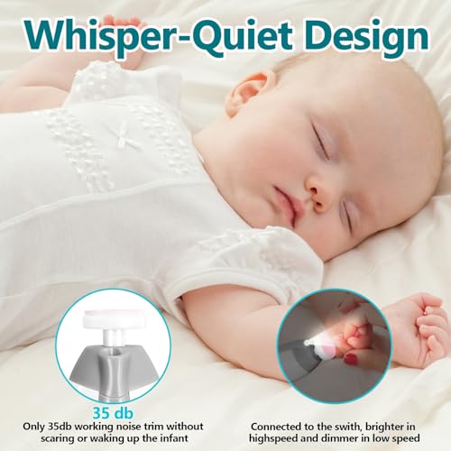 Qunlions life Baby Nail Trimmer Electric, 6 in 1 Rechargeable Baby Nail Clippers Manicure Set Grooming Kit for Toddler Infant or Adults (Grey) - color: Rechargeable-grey