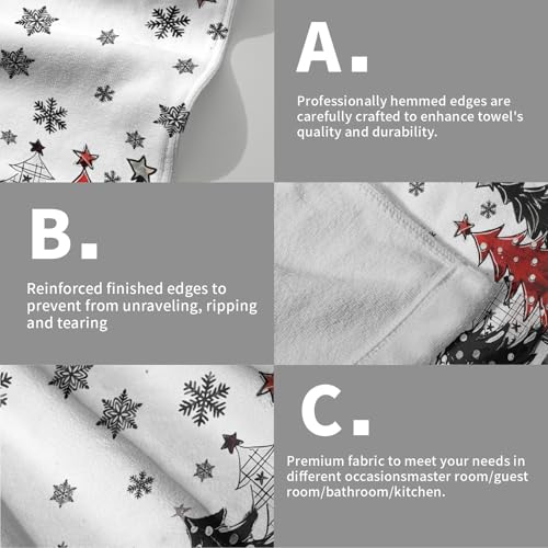Christmas Trees Hand Towels Set of 2 White Black Buffalo Plaids Christmas Tree Kitchen Towels 14X28 Inch Xmas Bath Towel for Bathroom Soft Absorbent Decorative Fingertip Towel Guest for Home Gym Spa - color: White Black Buffalo Plaids Christmas Tree