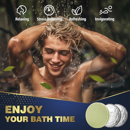 Qivatex Shower Steamers Aromatherapy for Men, Birthday Gifts for Men, Teen | Natural Essential Oils Spa Stress Relief & Relaxation Self Care Gifts for Him, Men, Dad, Husband, Boyfriend, Teen Boys - style: Blue Men