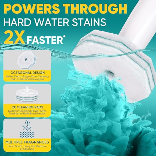 30Ct Aromative Toilet Brush Refills, Toilet Bowl Cleaner Refills, Double-Layer Cleaning Pads Added, Compatible with Most Toilet Brushes，Rainforest Scent（Patented） - color: Rainforest (30P)