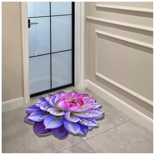 Floral Diatomaceous Earth Floor Mat 3D Flowers Pattern Bath Mat Non-Slip Bath Rug Safe Absorbent Quick Drying Bathmat Suitable for Bathroom Kitchen Entrance (Style 4, 23.62"/60cm) - color: Style 4, size: 1'11" x 1'11" (Flower)