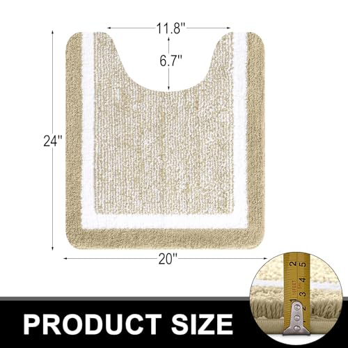 OLANLY Bathroom Rugs Sets 3 Piece, Soft Absorbent Microfiber Bath Mats and U-Shaped Contour Toilet Rug, Home Decor Accessories, Non-Slip, Bath Mat Set for Bathroom (30"x20"+24"x16"+24"x20", Beige) - color: Beige and White, size: 30" X 20" + 24" X 16" + U