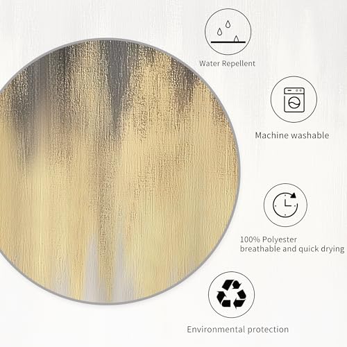 Miyotaa Abstract Gray Gold Modern Shower Curtain Set 60Wx71H Inches Contemporary Minimalist Neutral Art Waterproof Bathroom Curtain with 12 Hooks - color: Gray Gold, size: 60"W x 71"L (Pack of 1)