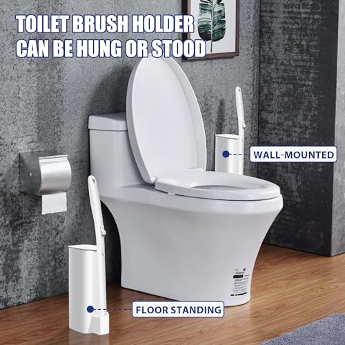 Disposable Toilet Brush and Holder Set with 30 Refills, Wall-Mounted Toilet Brush, Toilet Cleaning System-1 Toilet Bowl Wand, 1 Caddy&30 Prefilled Cleaning Solution Refills for Deep Scrub Toilet.