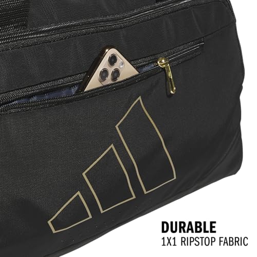 adidas Defender 5 Duffel Bag for Sports, Gym and Travel, Black/Gold Metallic, OSFA - color: Black/Gold Metallic, style: Small (42l)