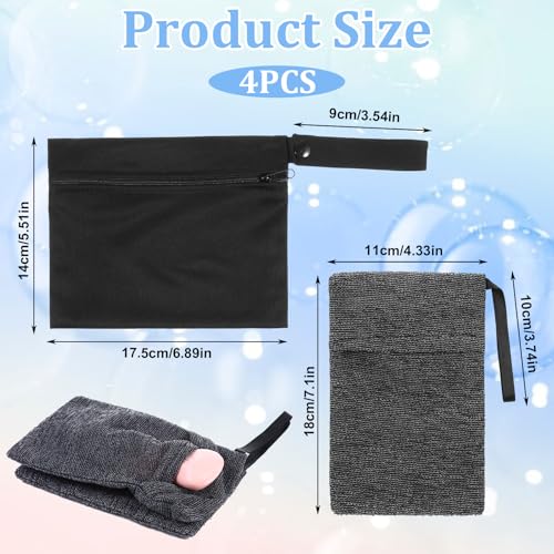Thinp 4Pcs Soap Bags, Quick Dry Soap Pouch Bar Soaps Case for Use in Baths or Showers Travel Portable Case Bar Cleaner Pouch Saver Pocket for Camping Enthusiasts Practical Tools（Black & Grey）