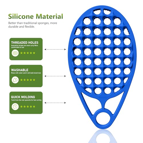 KOUPA Silicone Afro Twist Brush with Pick Comb - Easy Clean Dual-Sided Design with Textured Holes for Defined Afro Curls, Suitable for Coily Hair Men & Women, Blue - color: Blue