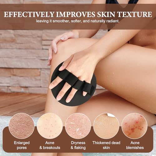 4 PCS Exfoliating Body Scrubber Set Painless Gentle Exfoliating Glove Wearable Rubber Body Scrubber Exfoliator Deep Cleansing Shower and Bath Tool (Straps, Fingers)