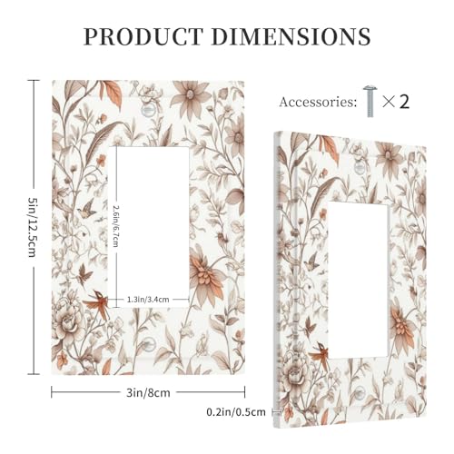 Light Switch Cover Plate Boho Floral Beige Flower And Leaf Botanical 1 Gang Outlet Covers Single Rocker Decorative Switch plates Electrical Wall Plates GFCI Receptacle for Bathroom Bedroom Decor - color: Boho Floral Beige Flower And Leaf Botanical, size: