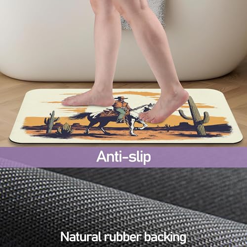 Western Boy Bathroom Rugs Mat, Super Absorbent Quick Drying Floor Mat for Bathroom Entryway 17"x30" - color: Western Boy