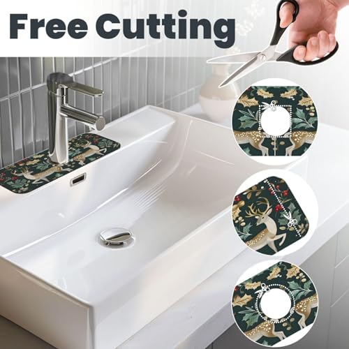Christmas Kitchen sink faucet pad, strong water absorption, anti slip, easy to clean, very suitable for splash and drip prevention, suitable for kitchens and bathrooms - color: Christmas