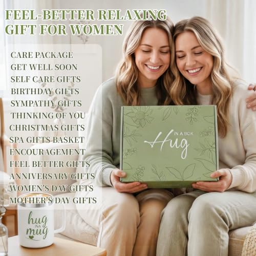 Self Care Package - Get Well Soon Gift Basket for Women & After Surgery Recovery, 11pc Sympathy Feel Better Gift Set with Flannel Blanket & Mug for Mom, Teacher, Wife, Sister, Friend (Green) - color: Green