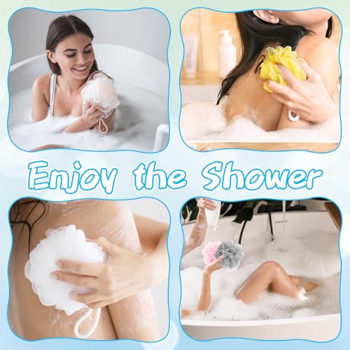 10 Pcs Bath Loofah Shower,Mesh Sponge Pouf,Soft Mesh Shower Loofahs for Body Wash,Bathing Accessories,Bathroom(10 Colors) - color: Style C - 30g