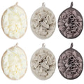 Boao 6 Pcs Bath Shower Pouf Sponge Mesh Pouf Shower Ball Exfoliating Body Sponge Pad Scrubber Glove with Flower Bath Ball (Khaki,Dark Brown,Beige) - style: Khaki, Dark Brown ,Beige