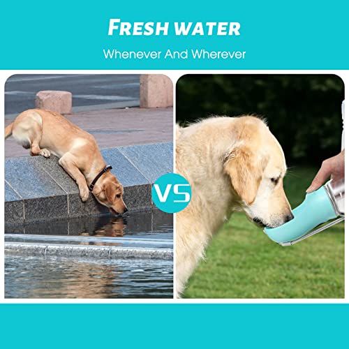 Kalimdor Dog Water Bottle, Leak Proof Portable Puppy Water Dispenser with Drinking Feeder for Pets Outdoor Walking, Hiking, Travel, Food Grade Plastic (19oz Blue) - color: 19oz Blue
