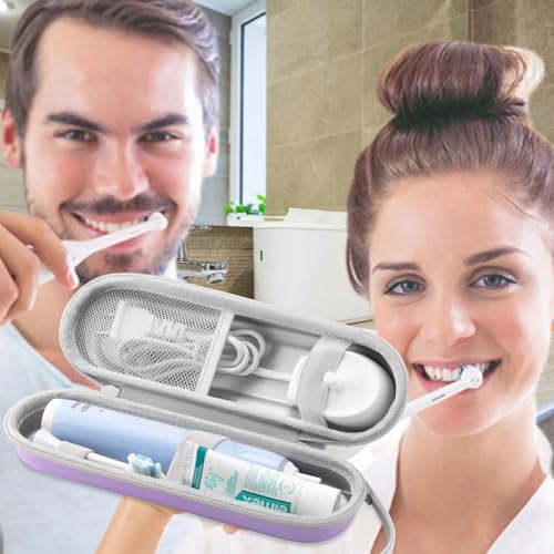 Toothbrush Travel Case for Oral B/Oral-B Pro 1000 1500 5000 7000 & Philips Sonicare 4100 1100 5300 5100 6100/iO Electric Toothbrush, Hard Protective Storage Bag (Light purple) - color: Light purple