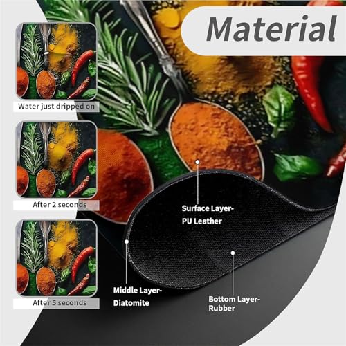 Faucet Fast Absorbent Pad - Vintage Spoon Assorted Spices And Herbs , Suitable For Kitchen, Bathroom, Island And Other Scenes - color: Vintage Spoon Assorted Spices and Herbs