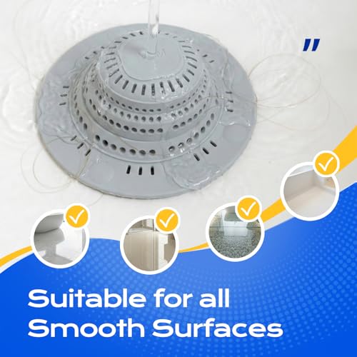 VLM 2 Pack Shower Hair Drain Catcher, Collapsible Silicone Hair Catcher Shower Drain with 8 Suction Cups - Drain Hair Catcher for Bathtub, Shower, Laundry, Sink,with Large Size - color: Grey Collapsible Style
