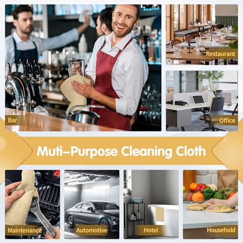 20 Pack Beige Microfiber Cleaning Cloth, Lint-Free Car Wash Towels, All-Purpose Absorbent Cleaning Rags for Housekeeping, Dust Cloth for Office, Mechanic, Automotive - color: Beige