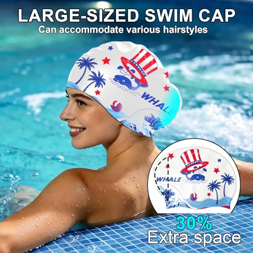 WHALE Extra Large Swim Cap Designed for Men and Women with Thick, Long Hair, Hair Extensions Or Afro-Textured Hair Long-Hair Swim Cap Highly Waterproof to Keep Hair Dry - color: Sailor's Delight
