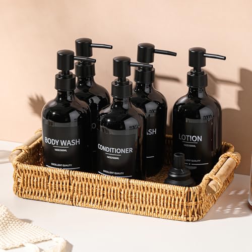 Shampoo and Conditioner Dispenser(5Pack) 16.9oz Refillable Shampoo and Conditioner Bottles,Dispenser for Shower (Black) - color: Black-m