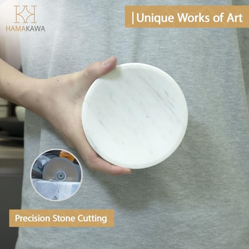 Natural Marble Soap Dish, Round White Jewelry Dish 4.5 Inch, Limestone Shower Soap Holder, Modern Stone Sponge Holder with Beveled Edge, Bar Soap Saver Tray for Bathroom, Kitchen - color: Volakas 4.5-in Circ Beveled