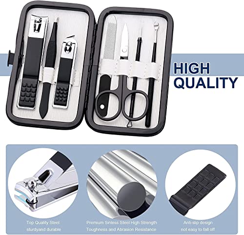 Nail Clippers Set Professional Manicure Set Grooming Kits Stainless Steel Travel Manicure Pedicure Kit Nail Care Tools Nail Kit with Travel Case Personal Care Tools Gifts for Men Women - color: Black and White
