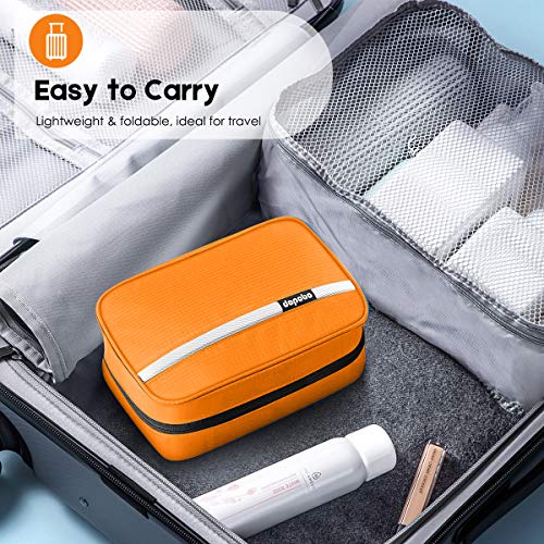 Travel Toiletry Bag for Women, Dopp Kit for Men, Waterproof Makeup Bag Shaving Bag with Hanging Hook, Portable Toiletry Organizer for Traveling and Camping - color: orange