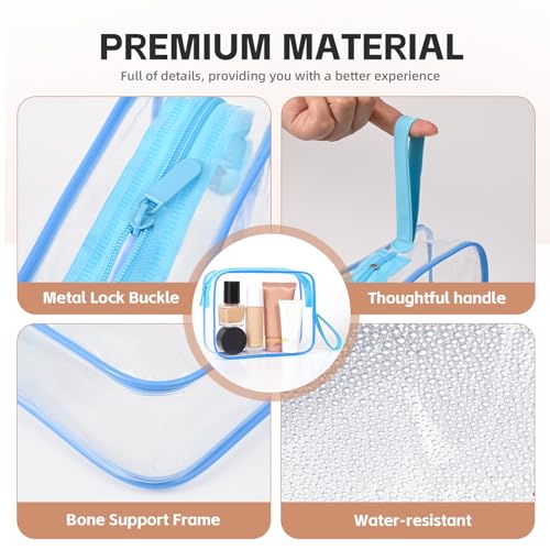 Icramsy Clear Makeup Bag,2 Pack TSA Approved Toiletry Bag Travel Toiletry Bag Hanging Makeup Cosmetic bag for Women Men (Blue) - color: Blue