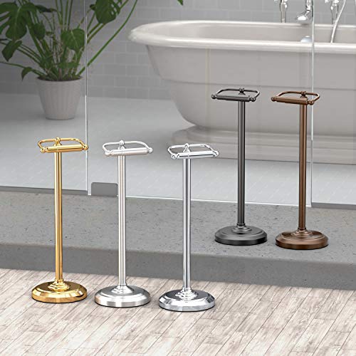 Gatco 1436BZ Toilet Paper Holder Stand, Bronze Finish, Freestanding Bathroom Floor Stand, Weighted Base