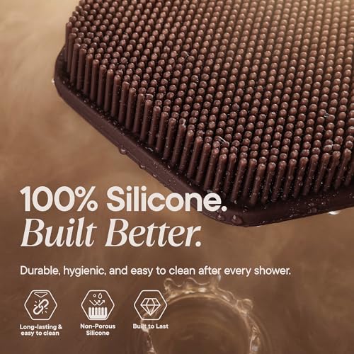 TOOLETRIES Silicone Back Scrubber for Shower, Bath Brush - Chocolate | Long ergonomic handle and non-slip grip make exfoliating hard-to-reach areas simple and comfortable. - color: Chocolate