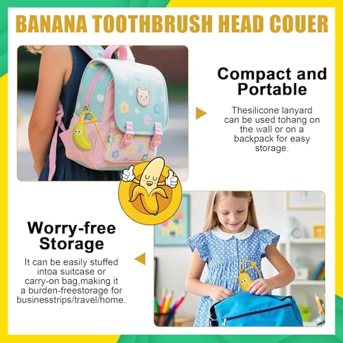 2Pcs Banana Toothbrush Head Cover - Travel Toothbrush Protector with Toothpaste Case, Portable Reusable Organizer for Electric & Manual Toothbrushes, Fruit Design, Home & Travel Use