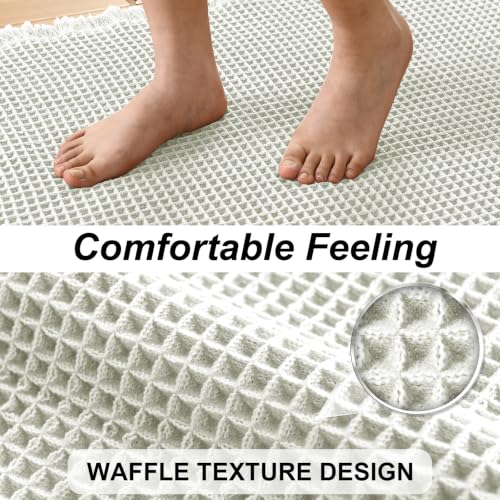JIUZHEN Set of 2 Waffle Bath Mats Super Absorbent Bath Mat Non Slip Bathroom Rugs for Bathroom Floor Dry Fast Washable Boho Rugs for Beside Tub, 16" x 24" +20" x 32", Cream - color: Cream, size: 16"x24" + 20"x32"