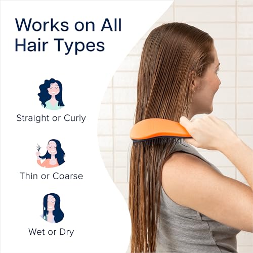 Crave Naturals Glide Thru Hair Brush - 2 Pack Detangler Brush for Curly, Straight, Wet or Dry Hair - Gentle Detangling Brushes for Adults, Kids, Toddlers, 7.5"x3" - Coral and Turquoise - color: Turquoise & Coral, size: 2 Pack (Regular)