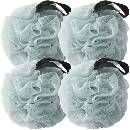 Loofah Sponges for Shower,Exfoliating Cleaning Bath Loofa Body Scrubber Balls for Women Men Washing,All Blue 4 Pack - color: Blue, size: 1 Count (Pack of 4)