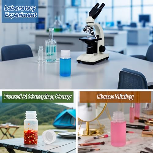 DEMORA 2 oz Small Plastic Bottles with Caps, Airtight Refillable Wide Mouth Travel Bottles for Toiletries, PP Food Grade Plastic Containers for Liquids Pill Sample Lab Reagent (Clear, 4 Pcs) - color: Clear, size: 2 oz
