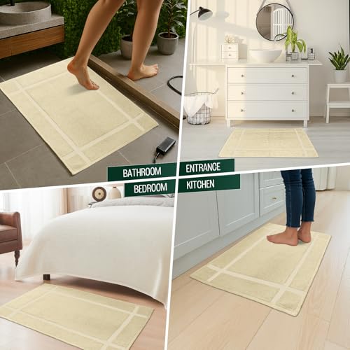 Pearl Linens Pack of 6 100% Cotton Bath Mat 18x25 inches, Soft & Absorbent Quick Dry Bathroom Mat Set, Not Bathroom Rugs, After Shower Mat, Bath Tub Mat, 781 GSM, Machine Washable, Beige - color: Beige, size: 18x25 - Set of 6