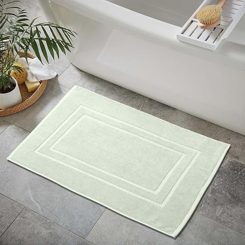 Feather & Stitch 2 Piece Towel Like Bath Mats (30x21 Inch) 100% Cotton Terry Bath Mats, Bathroom Shower Floor Mats [NOT A Bathroom Rug], Soft Absorbent Washable Mats - Frost - color: Frost