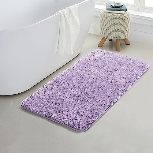 YHF Bathroom Rugs 24" X 47", Extra Thick & Soft Microfiber Shaggy, Machine Washable Bath Mats, Absorbent Bath Rugs, Non-Slip Rubber Backing Bath Mat for Bathroom Floor, Tub and Shower, Lavender - color: Lavender Sky, size: 24" X 47" (Rectangular)