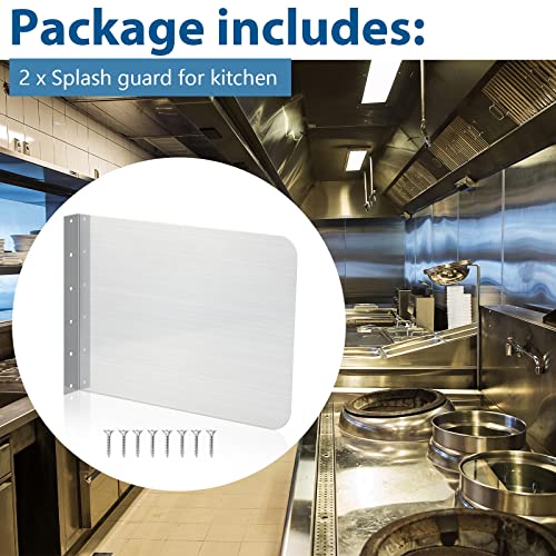 Therwen 2 Pcs Stainless Steel Side Splash Guard for Kitchen Sink 17 x 12 Inch Wall Mount Guard with Screws Commercial Restaurant Bar Hand Wash Sink and Compartment Prep Splash Protector Supply - size: 17 x 12 Inch
