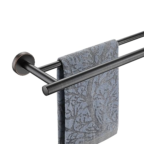 JQK Double Towel Bar Oil Rubbed Bronze, 15 Inch 304 Stainless Steel Thicken 0.8mm Towel Rack Holder for Bathroom Washcloths and Hand Towels, ORB Wall Mount, Useable Length 12 Inch, TB100L12-ORB - color: Oil Rubbed Bronze, size: 15 Inch