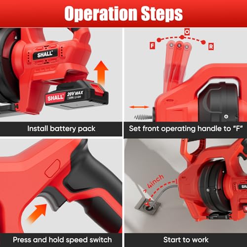 SHALL 20V Cordless Drain Auger with 25Ft Plumbing Drain Snake, Electric Snake Drain Hair Clog Remover W/ 2.0Ah Battery & Fast Charger, Shower Drain Snake for 3/4’’-2’’ Sewer Pipe, Sink Toilet Bathroom