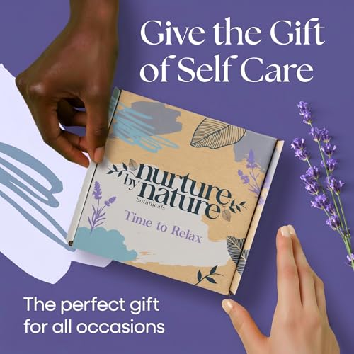 Nurture by Nature Self Care Gifts for Women - Spa Gift Baskets for Women & Relaxation Gifts | At Home Spa Kit | 6 Piece Bath Set with Pillow Spray, Candle, Bath Bomb & Bath Salts