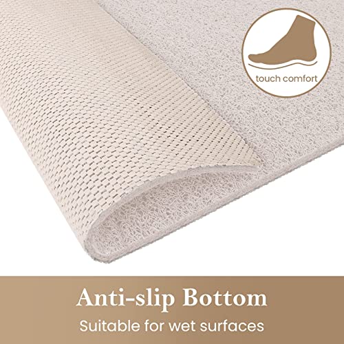 Shower Mat Bathtub Mat Non-Slip,24x16 inch, Soft Tub Mat with Drain,PVC Loofah Bath Mat (Phthalate Free) for Tub and Bathroom,Quick Drying,White - color: White, size: 24" x 16" (Rectangular)