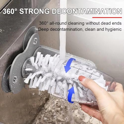 Water Bottle Cleaning Glass Washer Brush Cup Sink Washer Brush with Suction Base Bristle Brush for Beer Cup, Long Leg Cup, Red Wine Glass and More Bar Sink Brushes Cup Brush Bar Kitchen Tool