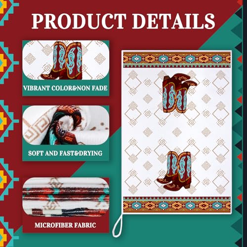 Boyiee Set of 6 Southwestern Kitchen Towels Boho Aztec Theme Dishtowel Native American Hand Tea Towels 24 x 16 Inches for Absorbent Kitchen Decor with Hanging Loop for Room Home Housewarming Gift - color: Western