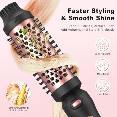 Thermal Brush Set 3-in-1 Curling Iron Brush Set, Dual Voltage 110-220V Thermal Hair Brush with 11 Temp Settings, 3 Interchangeable Travel Curling Irons (1.25“, 1.5”, & 1.75" Barrels) (Black) - color: Black