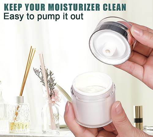 Airless Pump Jar, 1 oz Airless Pump Bottles, Travel Lotion Container – Vacuum Dispenser for Cream – Leak-Proof TSA-Friendly Design Keeps Cream Fresh – Multi-Purpose for Lotion, Sunscreen (2 Pack) - color: 1 oz