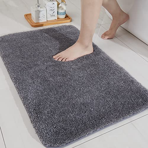 COSY HOMEER Bath Rugs for Bathroom Extra Thick - Anti-Slip Bath Mats Soft Plush Yarn Shaggy 100% Strong Mirco Polyeste Mat Living Room Bedroom Mat Floor Water Absorbent(Dark Grey,20x32 - Inches) - color: Dark Grey, size: 1'8" X 2'8" (Rectangular)